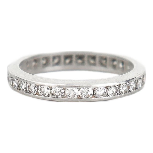 Vintage Platinum & 1.05 Ct. Diamond Eternity Band Ring For Sale
