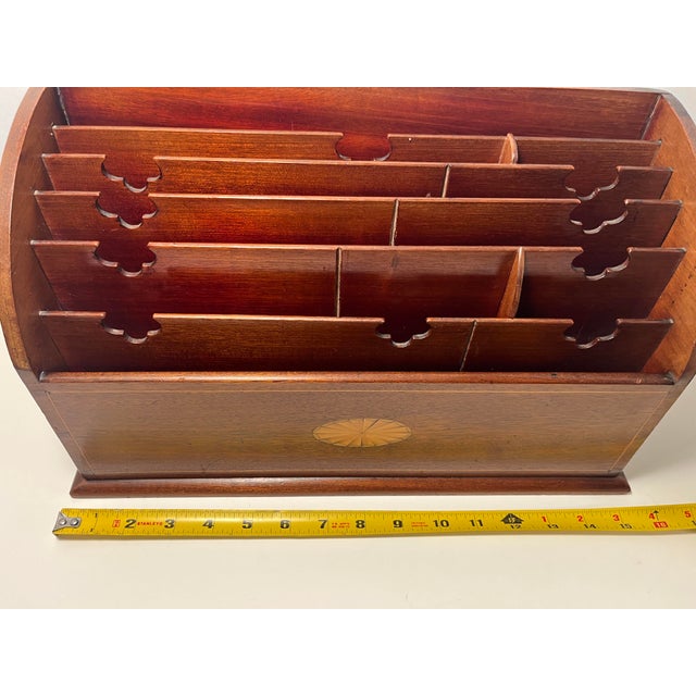19th Century Flame Mahogany Inlays Stationary Letter Holder Desk Organizer For Sale - Image 9 of 10