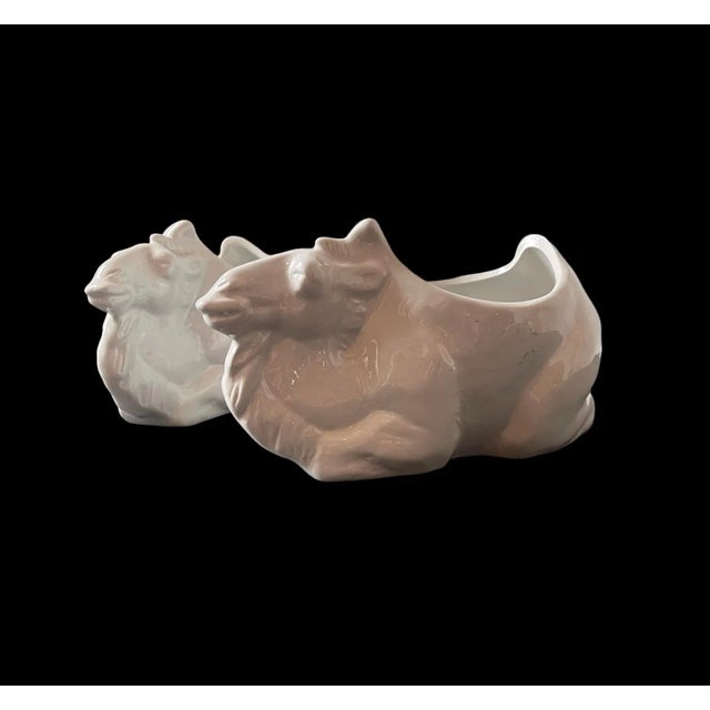 Glazed Porcelain Camel Open Back Vessels - a Pair For Sale - Image 4 of 13