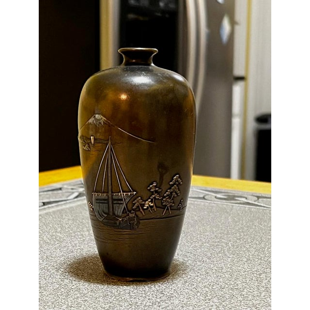 Antique Shakudo Vase by Yamamoto Koken For Sale In Washington DC - Image 6 of 9