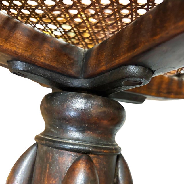 Brown Late 19th Century Victorian Vienna Bent Oak & Cane Low Piano Stool Attributed to Thonet No. 01 For Sale - Image 8 of 9