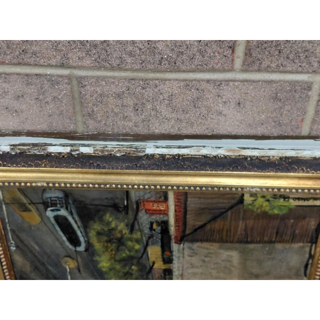 Green Framed Signed Giovanni Columbo Bustling Cityscape For Sale - Image 8 of 14