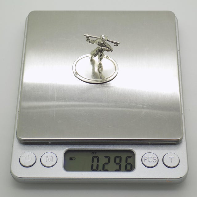 Silver Vintage Dutch Handmade Gentleman with Stick Figurine, 1970s For Sale - Image 8 of 10