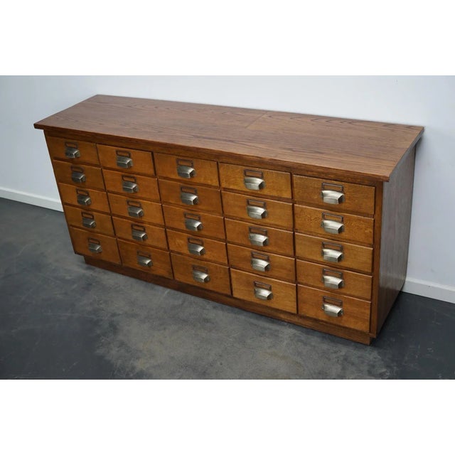 Mid-20th Century German Industrial Oak Apothecary Cabinet For Sale - Image 4 of 15