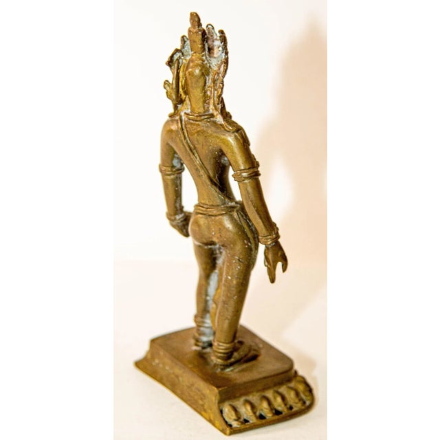 Tibetan Buddhist Deity Avalokiteshvara Bodhisattva Cast Bronze Sculpture For Sale - Image 10 of 13