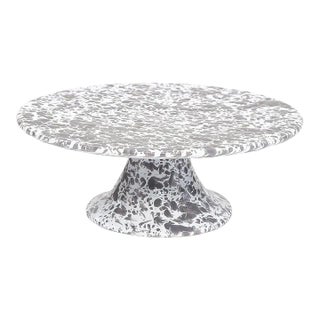 Crow Canyon Home Splatterware, Cake Stand in Grey & White For Sale