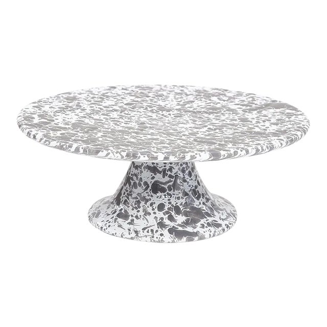 Crow Canyon Home Splatterware, Cake Stand in Grey & White For Sale