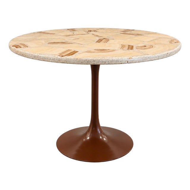 Vintage Mid Century Modern Mixed Stone Tulip Dining Table For Sale