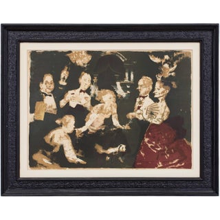 Jack Levine, Jack Levine American Modernist Social Realist WPA Artist Lithograph Dinner Party, Circa Mid - Late 1900's For Sale