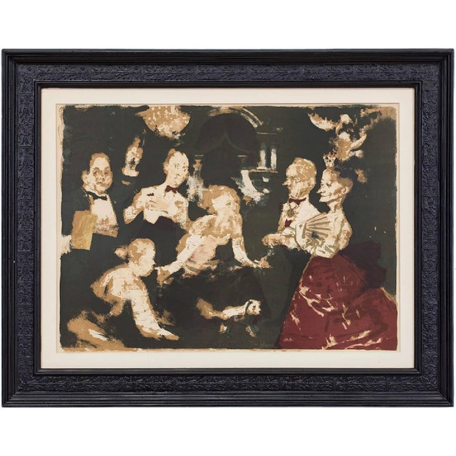 Jack Levine, Jack Levine American Modernist Social Realist WPA Artist Lithograph Dinner Party, Circa Mid - Late 1900's For Sale