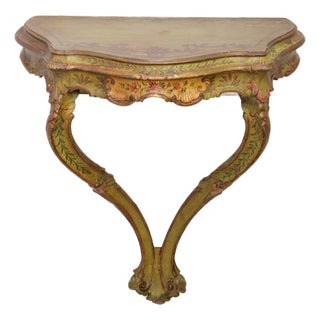 Vintage Venetian Paint Decorated Hanging Wall Shelf For Sale