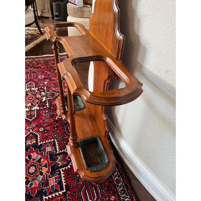 Antique Early 1900s Victorian Style Hall Tree With Mirror For Sale - Image 9 of 12