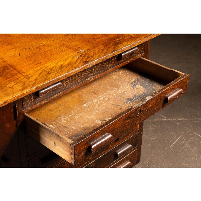 Antique Arts and Crafts Quarter-Sawn Oak Slant-Front Flat-File Cabinet For Sale - Image 15 of 17