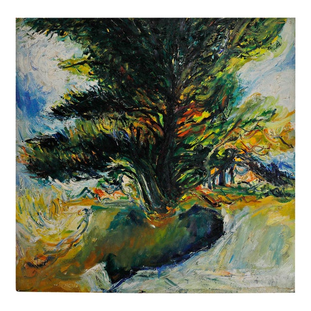 Expressionist Painting - Landscape With a Fir Tree For Sale