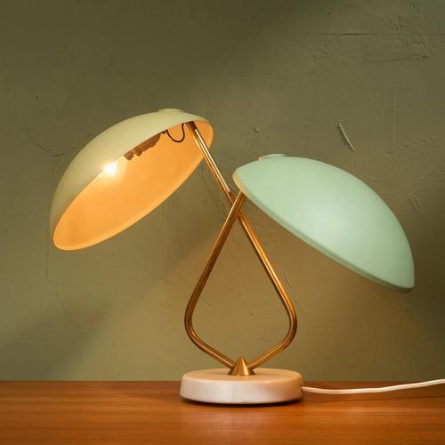 Marble Brass Lacquered Aluminum Height: 29 cm / 11,41 in Width: 37 cm / 14.6 in Depth: 20 cm / 7.9 in This table lamp was...