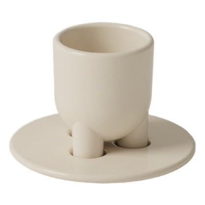 Cuuup Super Glossy Bone Coffee Cup and Saucer by Burgio, Set of 2 For Sale