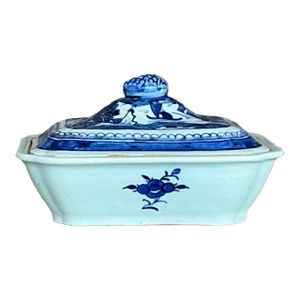 Vintage Asian Blue and White Lidded Serving Dish