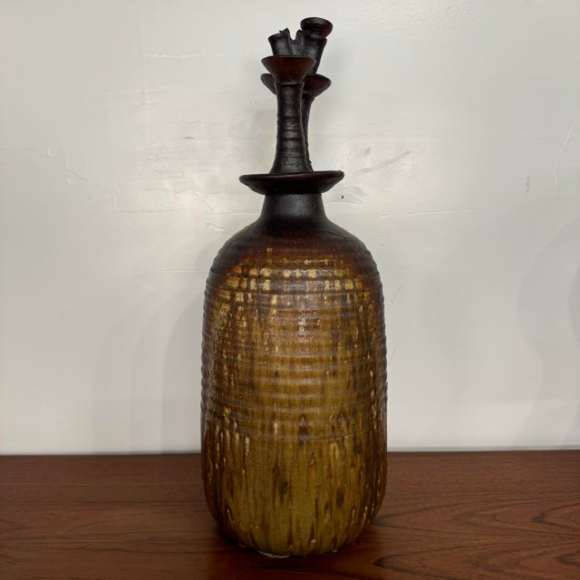 Mid-Century Modern Large Studio Ceramic Vessel Midcentury Floor Vase Art For Sale - Image 3 of 11