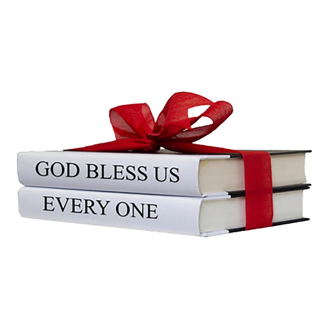 Decorative Books - Quote Book Stack - "God Bless Us, Christmas" For Sale