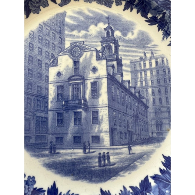 Wedgwood Vintage Boston Old State House Plate - Blue and White Plate For Sale In Greensboro - Image 6 of 7