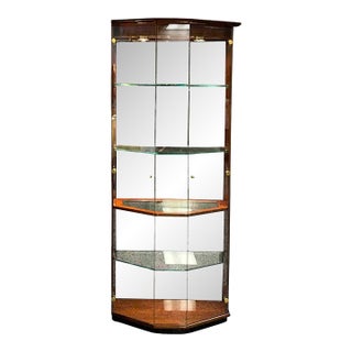 Henredon Lacquered Mahogany "Right-Side" Bunching Curio Display Cabinet For Sale