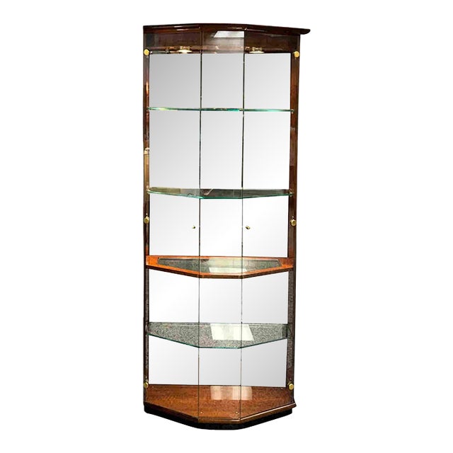 Henredon Lacquered Mahogany "Right-Side" Bunching Curio Display Cabinet For Sale