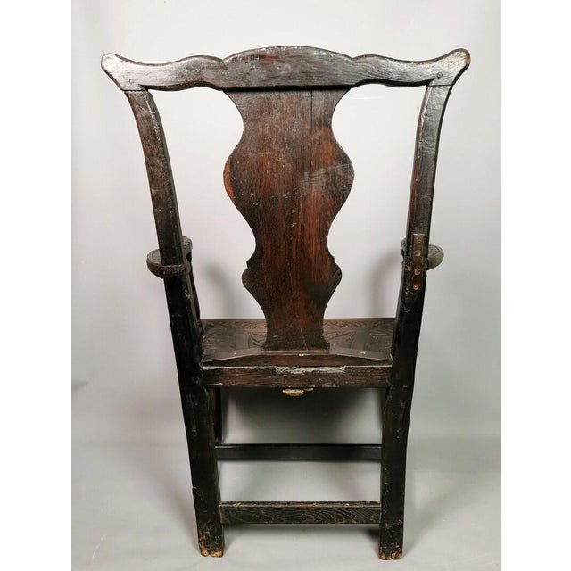 Brown Antique Georgian Elbow Chair, Carved Oak, Gothic Style For Sale - Image 8 of 10