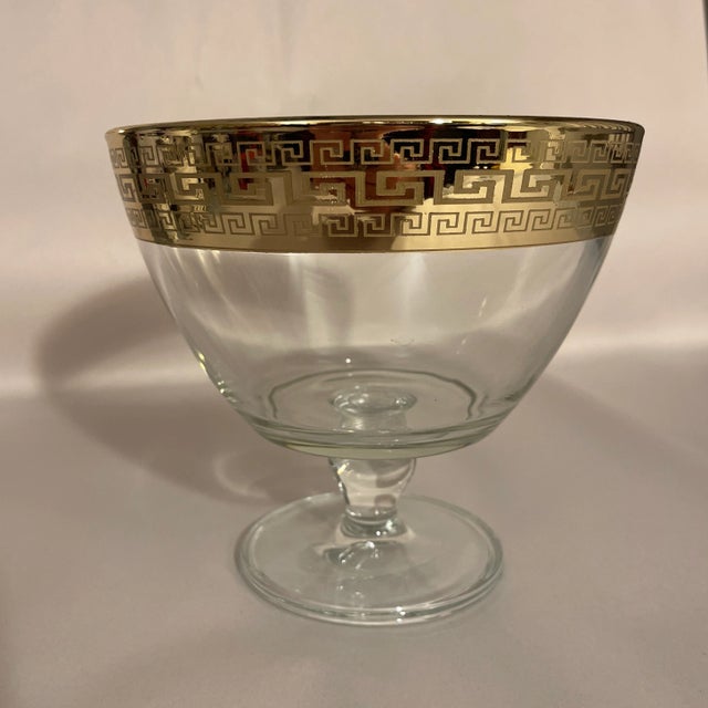 Gold Rim Greek Key Footed Center Bowl For Sale - Image 4 of 4