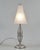 Muller frères A wonderful French art deco lamp in nickel plated solid brass or bronze, around 1925-1930. It holds a rare...