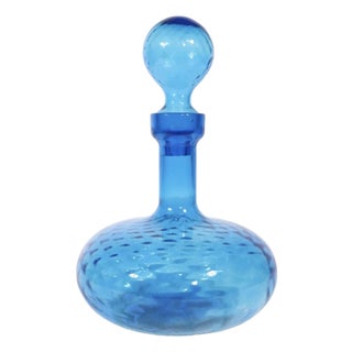 Mid Century Empoli Art Glass Bottle Diamond Cut Optic C. 1960's For Sale