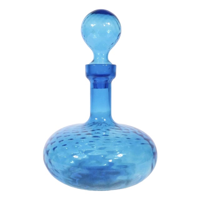 Mid Century Empoli Art Glass Bottle Diamond Cut Optic C. 1960's For Sale