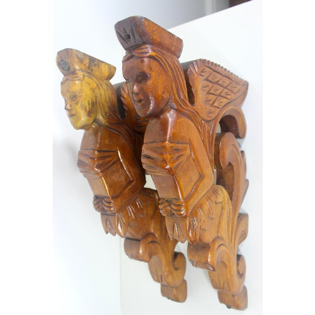 Antique Carved Wood Shelf Brackets Corbels Female Ship Figurehead Large, a Pair For Sale - Image 13 of 16