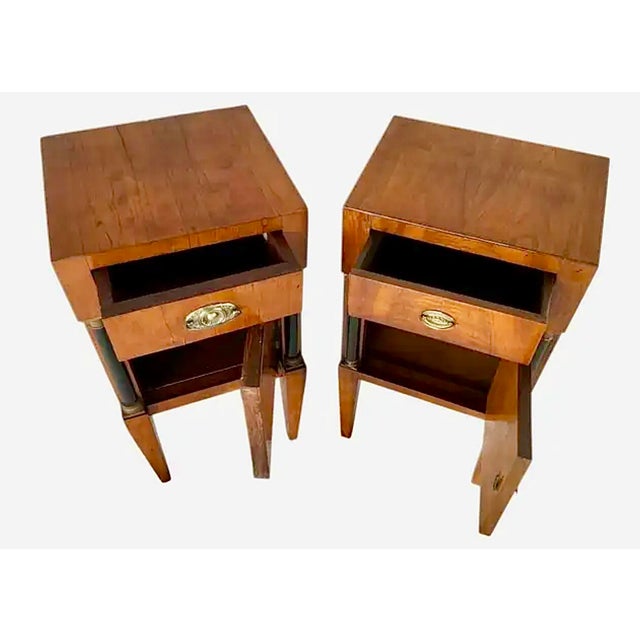 Assembled Pair of 19th Century Italian Neoclassical Walnut Bedside Cabinets For Sale - Image 4 of 9