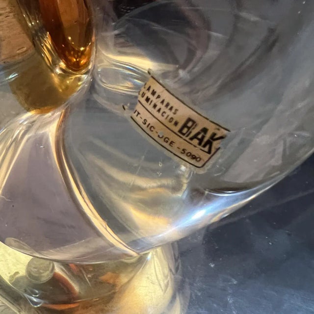 AMBIANIC presents 1960s Murano Art Glass BAK Table Lamp Lamparas Mexico City lovely sculptural shape with color Maker...