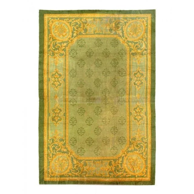 Textile 19th Century Donegal Green Handmade Rug For Sale - Image 7 of 7