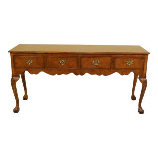 George III Burl Walnut Ball & Claw 4 Drawer Sideboard For Sale