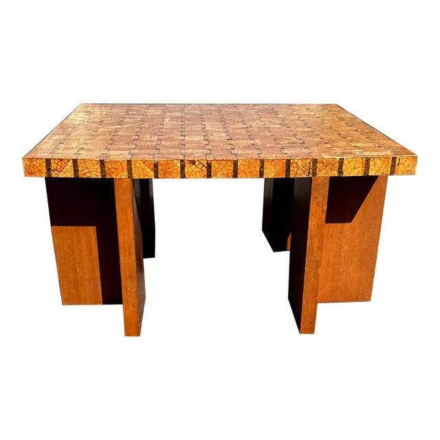 Vintage Post Modern Coconut Tessellated Coffee Table 1980s-90s For Sale