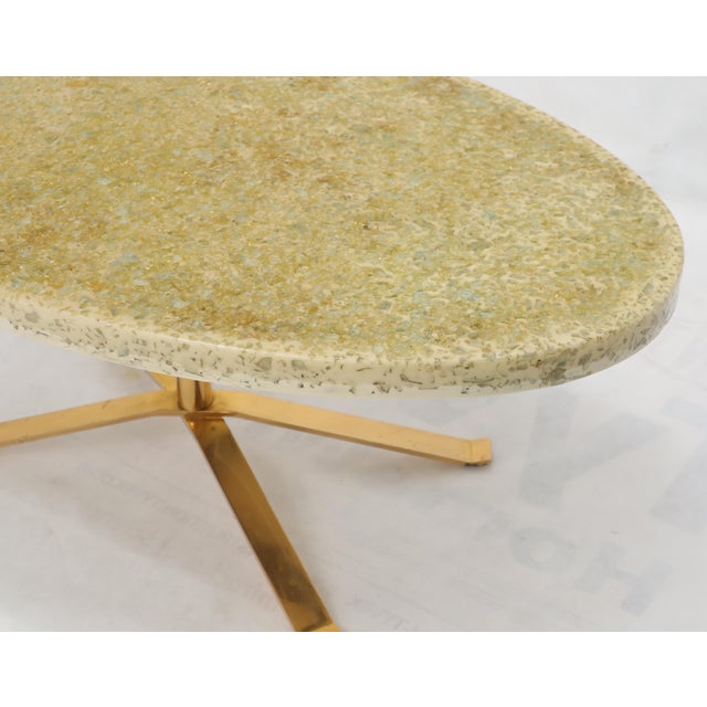 Mid 20th Century Abalone Shell Cast in Resin Oval Top Coffee Table on X-Shape Base For Sale - Image 5 of 10