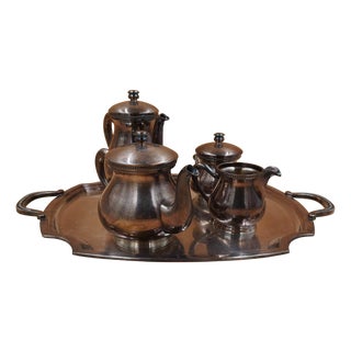Silver-Plated Coffee Set, Set of 5 For Sale
