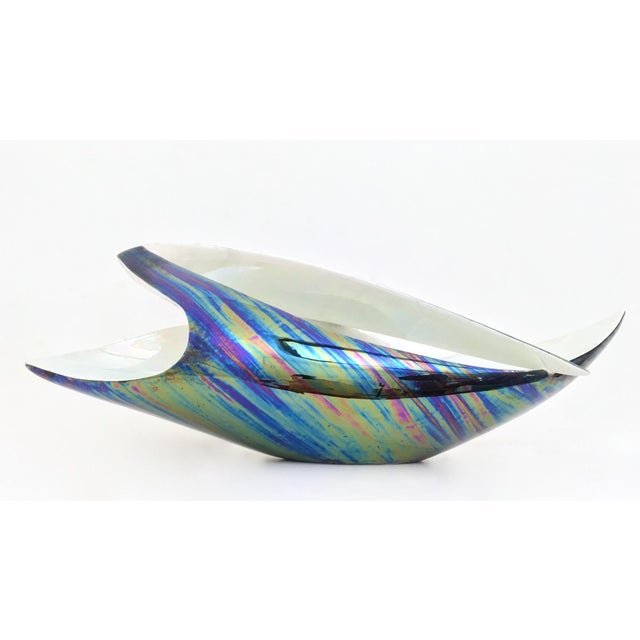 Vintage White and Iridescent Ceramic N 6768 Bowl by Lusso, Italy, 1950s For Sale - Image 4 of 9
