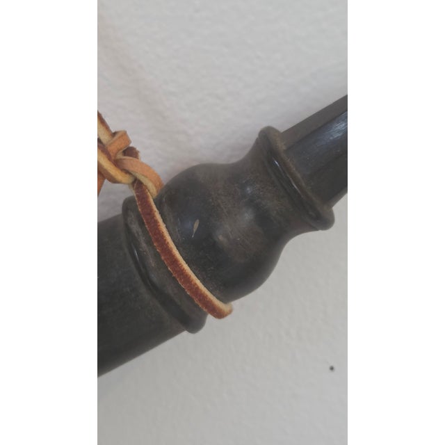 Vintage Colonial Style Natural Horn Powder Flask With Leather Hanging Strap For Sale - Image 13 of 15