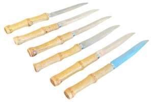 Bamboo Cheese Knives, France, 1960s, Set of 6
