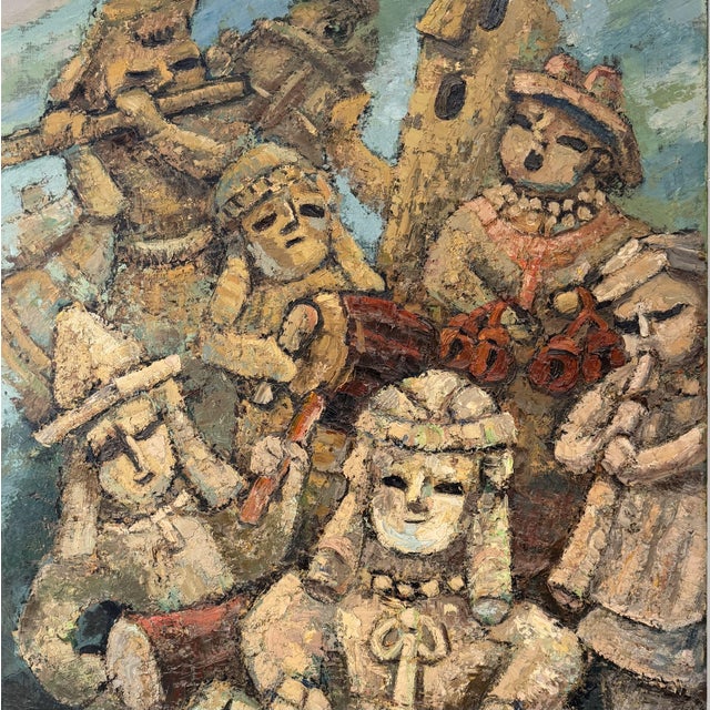 Monumental Japanese oil painting attributed to Takahashi, with signature lower left and an original Japanese label on the...