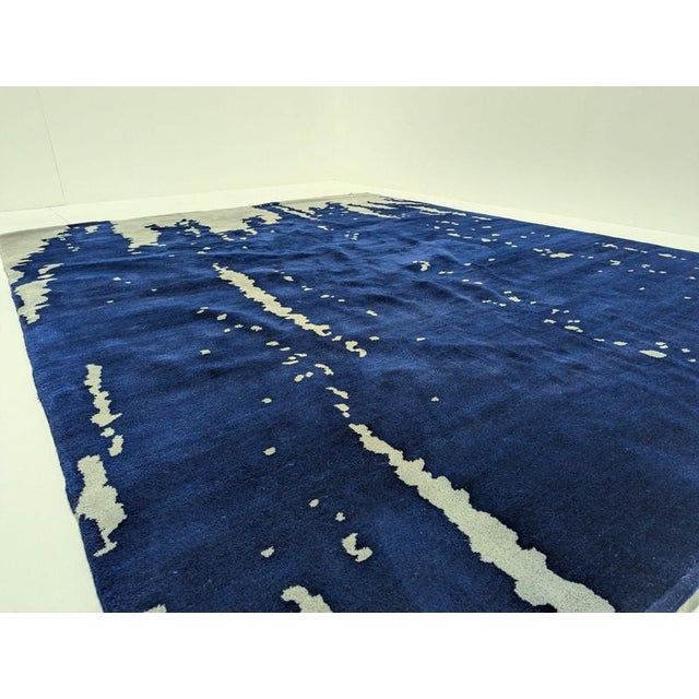 Vintage Blue Rug in Wool For Sale - Image 12 of 17