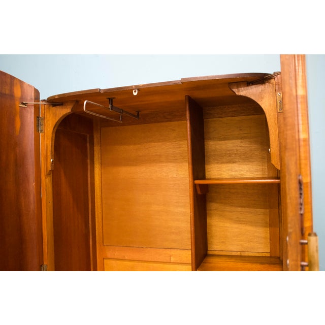 Brown Art Deco Compact Wardrobe in Walnut, 1930s For Sale - Image 8 of 9