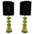 Italian Green Emerald Murano Glass Discs and Brass Lamps with Black Lampshades, 2000s, Set of 2 For Sale - Image 15 of 15