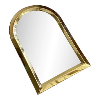 Mastercraft Style 1970s Contemporary Arched Brass Mirror For Sale