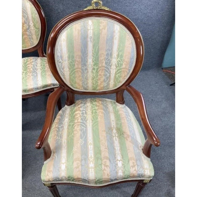 Vintage Louis XVI Style Oval Back Dining Chairs - Set of 8 For Sale - Image 6 of 8