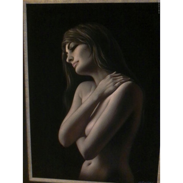 Figurative "Embrace", Oil on Velvet by Lex Gonzalez, Circa 1960s For Sale - Image 3 of 9