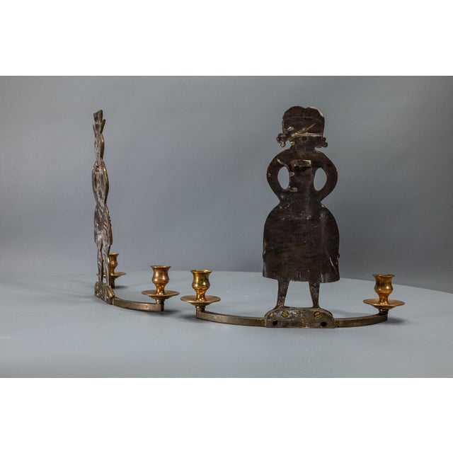 Scandinavian Brass Figural Wall Candleholders, 1970s, Set of 2 For Sale - Image 9 of 18